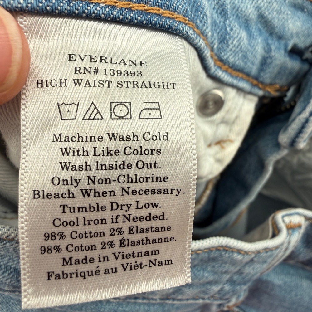 Everlane High Waist Straight Leg Jeans Light Wash Denim Women Size 28 - Picture 8 of 10